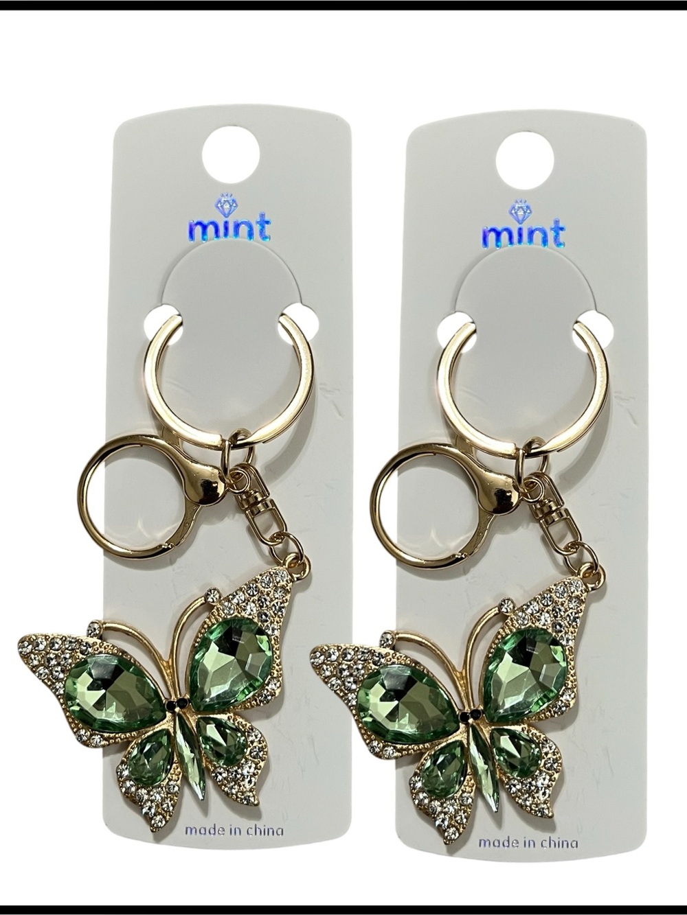 2pc Rhinestone Butterfly Bag Charm/Keychain